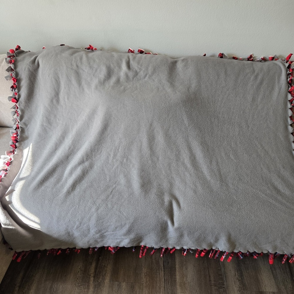 Fleece Knotted Tied Blanket Throw - St Louis Cardinals MLB L63"X W53" Red Plaid - Picture 5 of 6